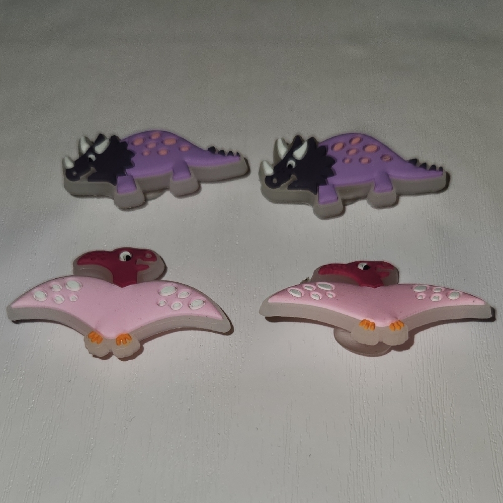 Purple and Pink Dinosaur Shoe Charms